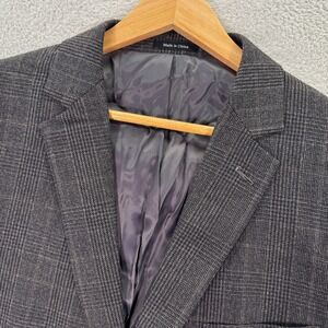 NEW Pronto Uomo Platinum Mens 46L Gray Plaid‎ 100% Wool Two Button Blazer Jacket